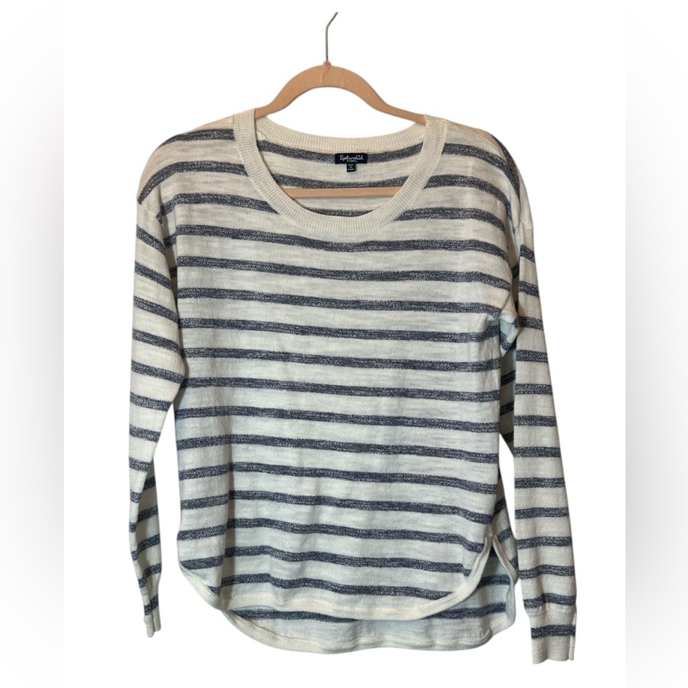 Splendid Navy and White Knit Striped Lounge Top Size XS Nautical Comfy Cozy